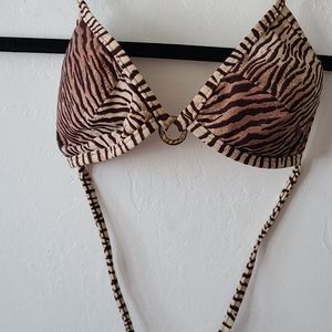 Striped Animal Print Bikini
